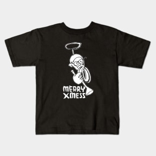 Merry alternative X-mess Greetings, sarcastic Xmas pun. Kids T-Shirt